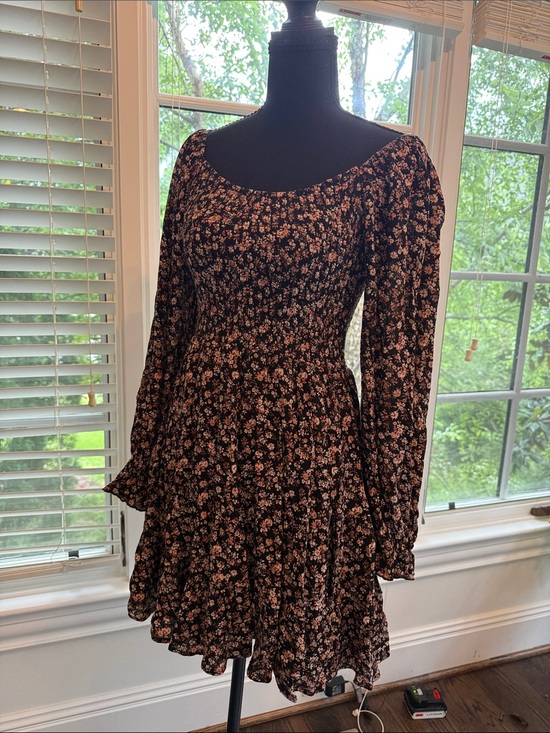 Altar'd State Dresses & Skirts - Altar'd State Black Mini Dress with Pink Floral Print